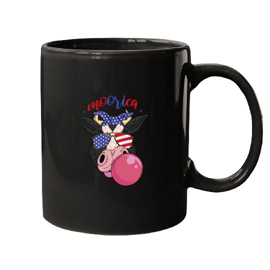 Cow Pet moorica highland cow 4th of july design usa patriotic Cow 54 Mugs