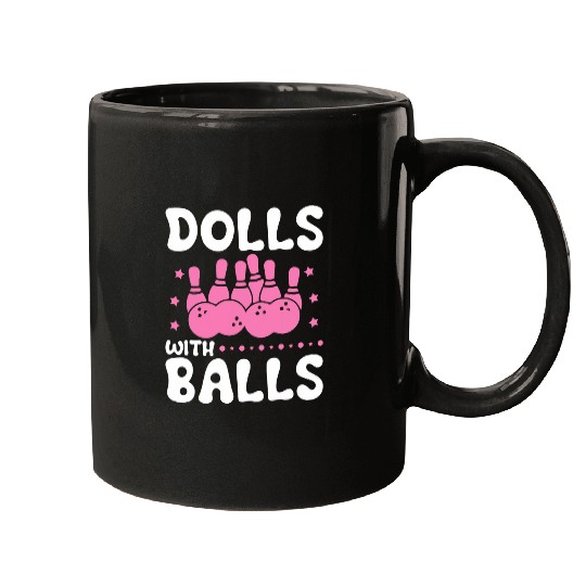 Sport Bowling Dolls With Balls Funny Women Girls Bowling Team Mugs