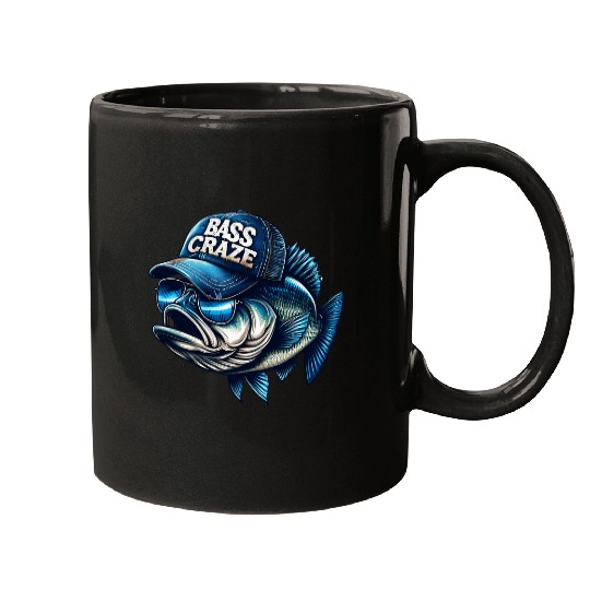 Truck Fun Funny Blue Bass Fish Trucker Hat Fishing Fisherman Mugs