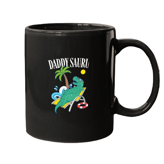 Dinosaur Pet Daddysaurus rexs Daddy Saurus Dinosaur Family Vacation Beach Mugs