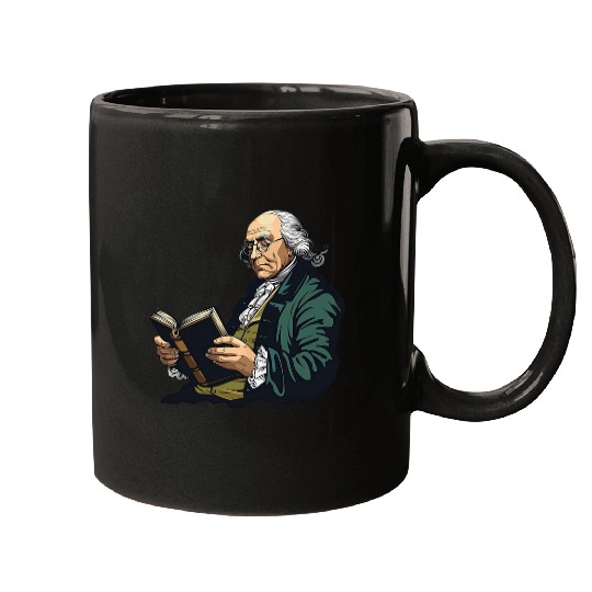 Book Fun Benjamin Franklin Reading A Book 1 Mugs