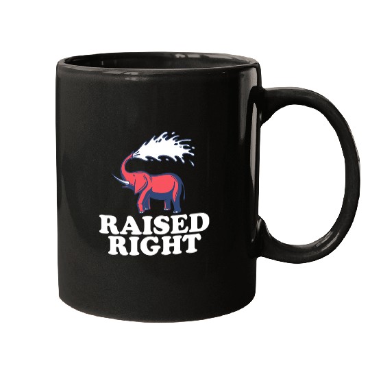 Elephant Mammal Raised Right Republican Elephant Retro Style Funny Mugs