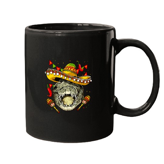 Alligator Pet Mexico Cinco de Mayo Crocodile Sombrero Mexican Party Gators Mugs