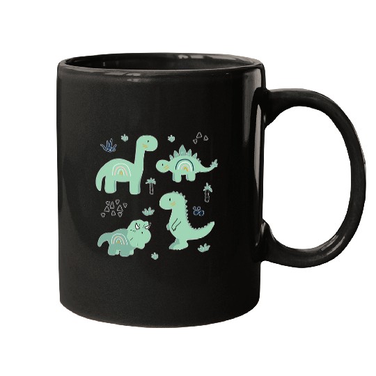 Dinosaur Pet Pattern Comic Sketch Tyrannosaurus Animals Mugs