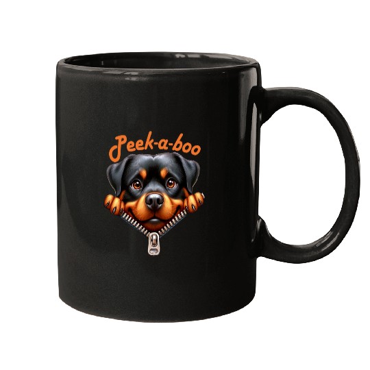 Rottweiler Pet Funny Peekaboo Mugs