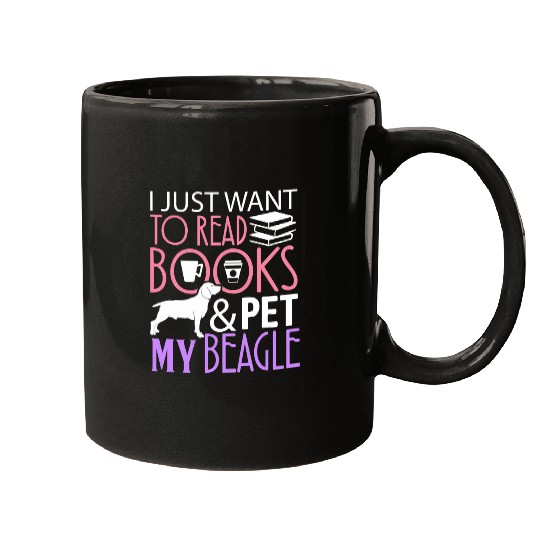 Book Fun Cute Funny Beagle Reading Book Dog Lover Read Pet Tee Mugs