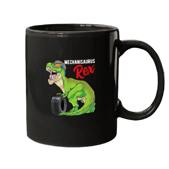 Dinosaur Pet Funny Horse Mechanisaurus rexs Mechanic Dinosaur T rexs Horsepower Torque 4 Mugs