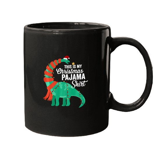 Dinosaur Pet This Is My Christmas Pajama Dinosaur Brontosaurus xmass Mugs
