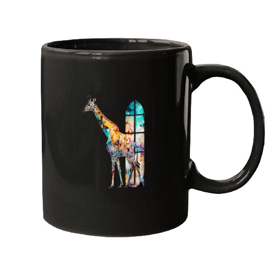 Giraffe Pet Window Colourful Animal Print Art Animal Lover Giraff Mugs