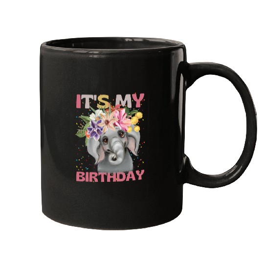 Elephant Mammal Its My Birthday Elephant Girls Womens Kids 7 Mugs