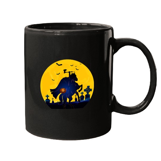 Horse Pet Retro Headless Horseman Classic  Sleepy Holloween Moon Mugs