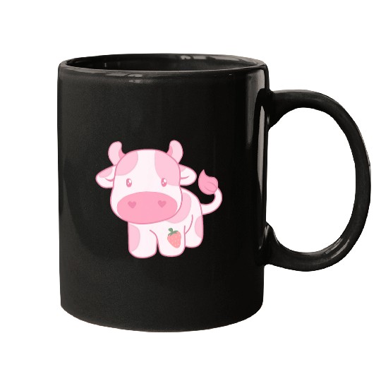 Cow Pet Strawberry Cow Cute Pink Pastel Mugs