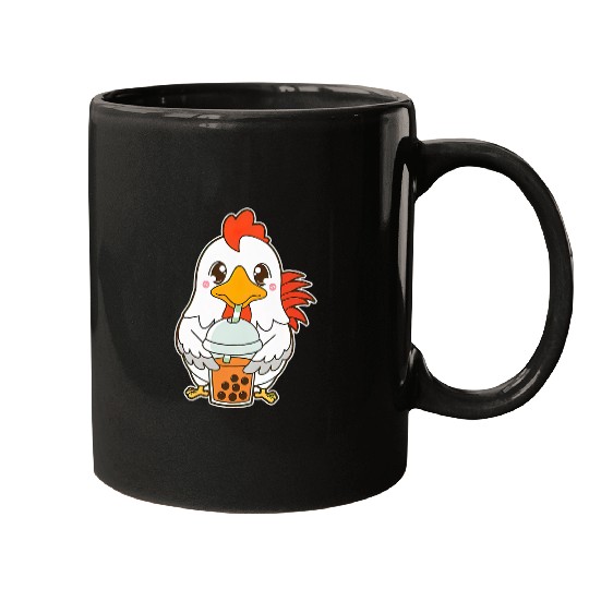 Chicken Pet Kawaii Cute Chicken Thai Iced Tea Boba Bubble Pearl Milk Tea Mugs