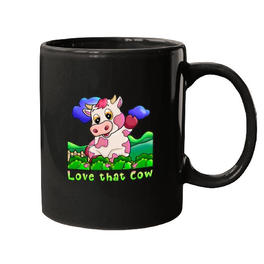 Cow Pet Strawberry Cow Design 01 Mugs