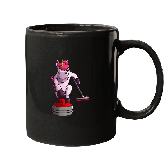 Unicorn Pet Funny Unicorn Curling Design For Men Women Curling Player 0 Mugs