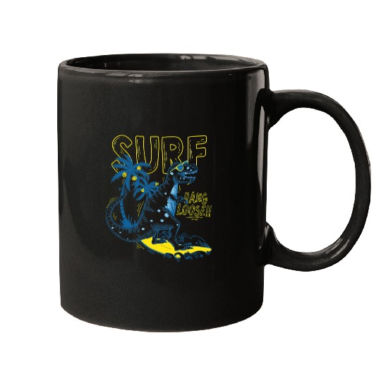 Dinosaur Pet Surf Trendy TRex Surfing Hang Loose Mugs