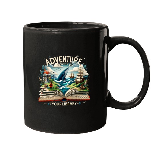 Book Fun Adventure Begins At Your Library Camping Nature Mugs