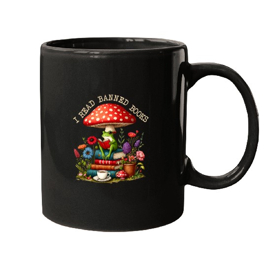 Book Fun I Read Banned Books Frog Toad Mushroom Coffee Read A Book Mugs