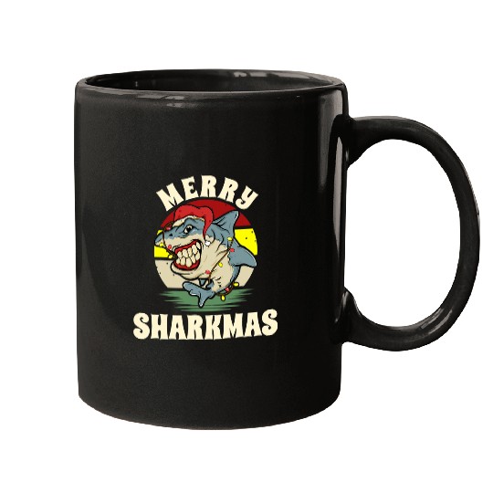 Shark Pet Santa Jaws Funny Christmas Shark Funny Shark Santa Mugs