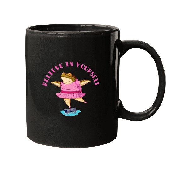 Frog Pet Believe In Yourself Ballerina Dancer Frog Toad vintages Mugs