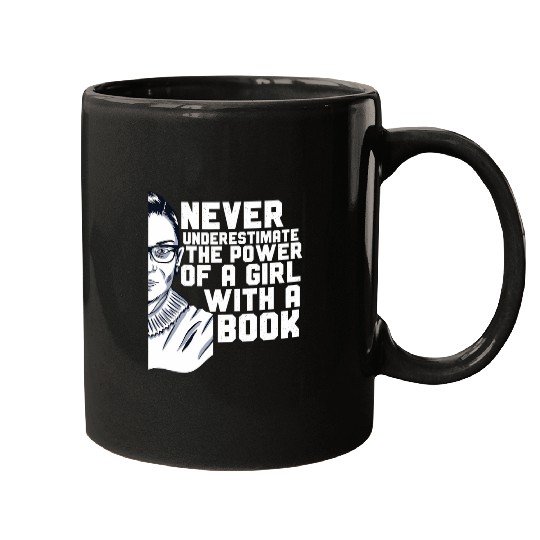 Book Fun Ruth Bader Ginsburg RBG Quote Girl With a Book Feminist 1 6 Mugs