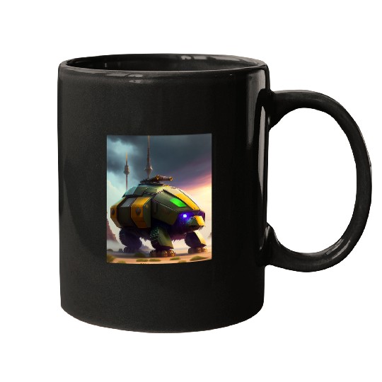 Turtle Pet Armored Turtle Behemoth Robotic Tank Futuristic Robot Art Mugs
