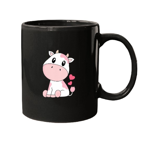 Cow Pet Cute Pink Strawberry Cow Print Kawaii Pattern Animal Mugs