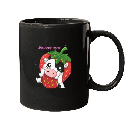 Cow Pet strawberry cow in a strawberry Mugs