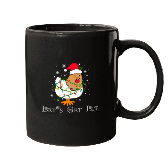 Chicken Pet Lets Get Lit Fun Chicken Christmas Light Mugs