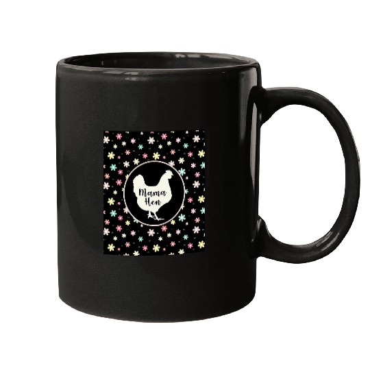 Chicken Pet Mom Mama Hen Love Cute Floral Women Black Pink Mugs