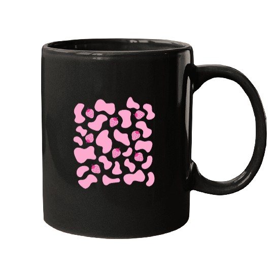 Cow Pet Cute Pink Strawberry Cow Print Aesthetic Kawaii Animal Mugs