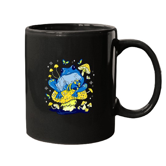 Frog Pet Blue Cute Frog Toad Trippy Weird Animal Mushroom Art Mugs