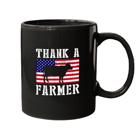 Cow Pet Thank A Farmer Patriotic Daisy Cow American Flag 4th of July 268 Mugs