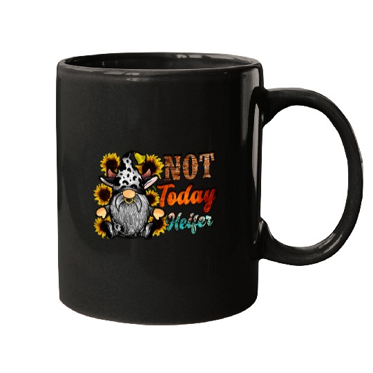 Cow Pet Sunflower Gnome Cow Disguised Not Today Heifer Cowhide Mugs