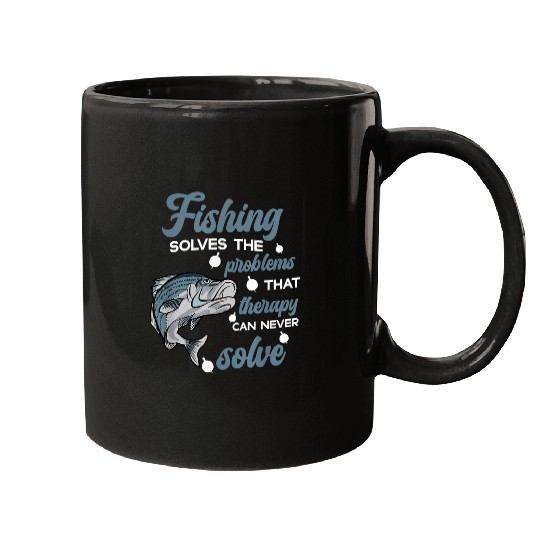 Fishing Fun Solves The Problems Funny Striped Bass Fish for Men Mugs