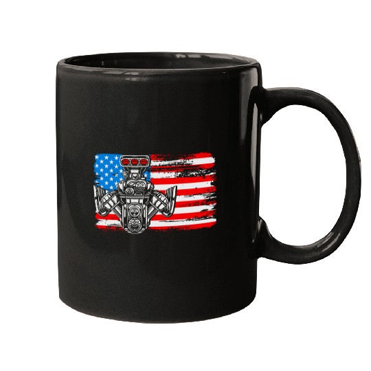 Horse Pet USA Flag Supercharger American Muscle Car Racing Horsepower Mugs