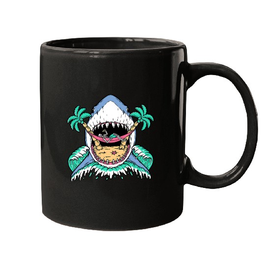 Shark Pet Skull Shark Attack Skeletons On The Beach Mugs