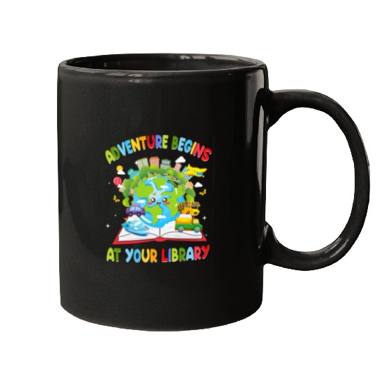 Book Fun Adventure Begins At Your Library Reading 0011 Mugs