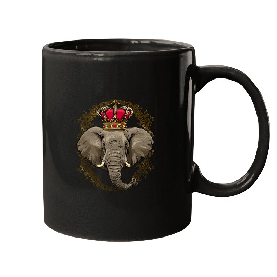Elephant Mammal King Queen Elephant Princess African Animal Elephant Lover Mugs