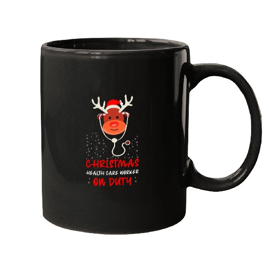 nurses Job Christmas Health Care Worker On Duty Funny Reindeer nurses Mugs