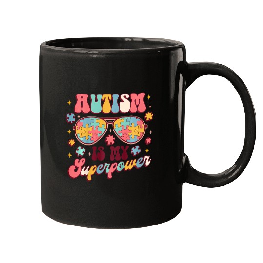 Autism Puzzle Kids Autism Is My Superpower Autism Awareness Autistic Baby Mugs