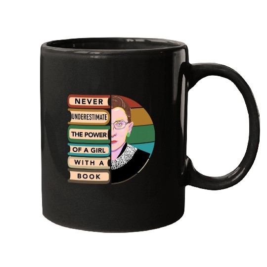 Book Fun Feminist Ruth Bader Ginsburg RBG Quote Girl With Book Women 4 Mugs