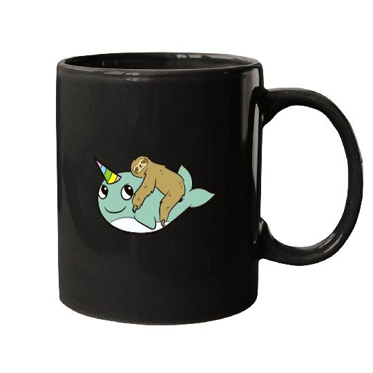 Sloth Pet Gift Narwhal Cute Sloth Riding On Narwhal Mugs