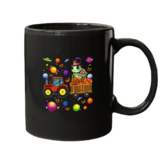 Turtle Pet As Witch On Tractor Pumpkins Cute Universe Space Mugs