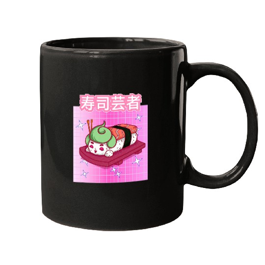Funny Retro 90s Japanese Kawaii Sushi Geisha Mugs