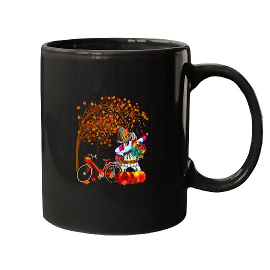 Unicorn Pet Girls Thanksgiving Cute Unicorn Fall Pumpkin Mother Daughter 5 Mugs