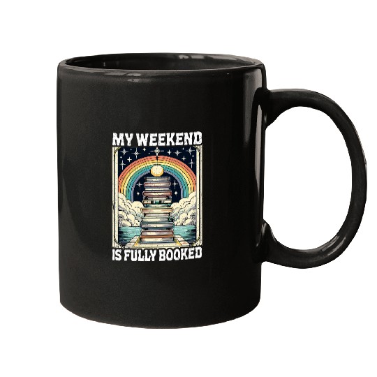 Book Fun My Weekend Is Fully Booked Book Rainbow Reading Bookworm 2 Mugs