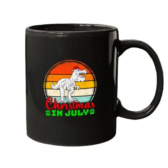Dinosaur Pet xmass Dinosaur Lover vintages Retro Dinosaur Christmas In July Mugs