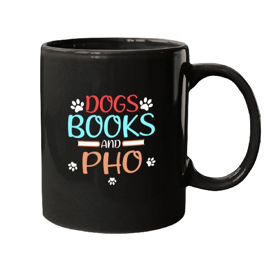 Book Fun Dogs Books and Pho Noodles Mugs