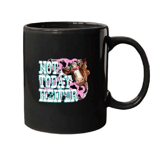 Cow Pet Funny Floral Cow Not Today Heifer Farmer Western Farm Animal Mugs